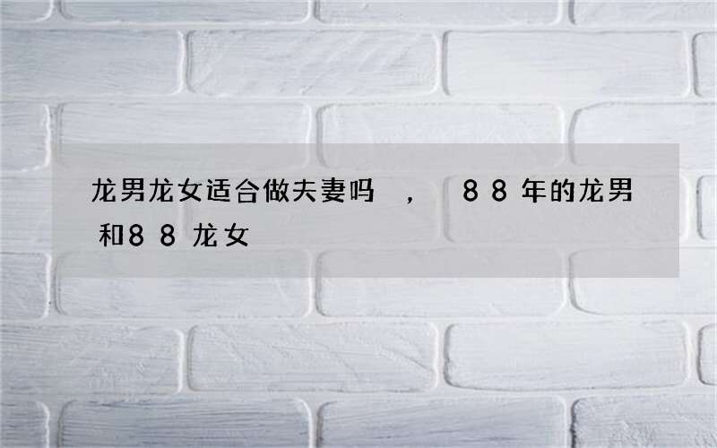 龙男龙女适合做夫妻吗，88年的龙男和88龙女